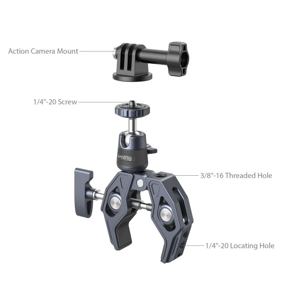 SmallRig Super Clamp with 360° Ball Head Mount for Action Cameras 4102B