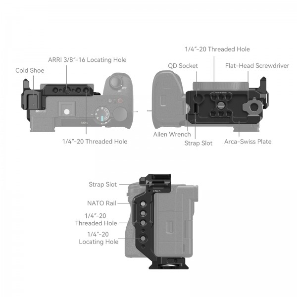 Half Cage for Sony Alpha 6700 / 6600 / 6500 / 6400 4337