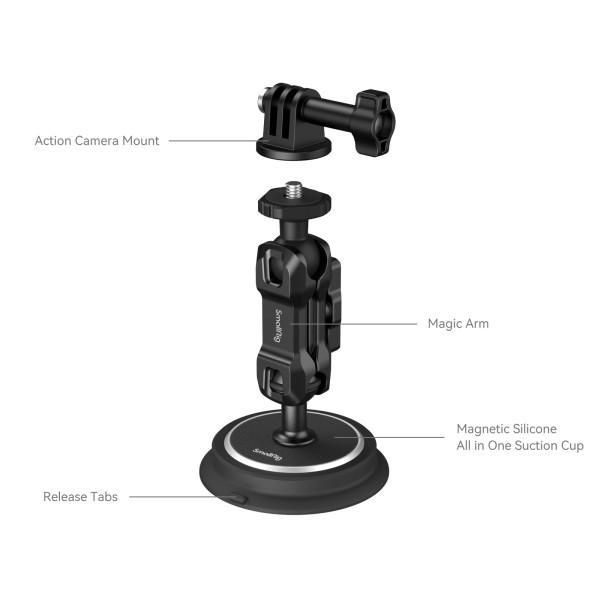 Magic Arm Magnetic Suction Cup Mounting Support Kit for Action Cameras 4466