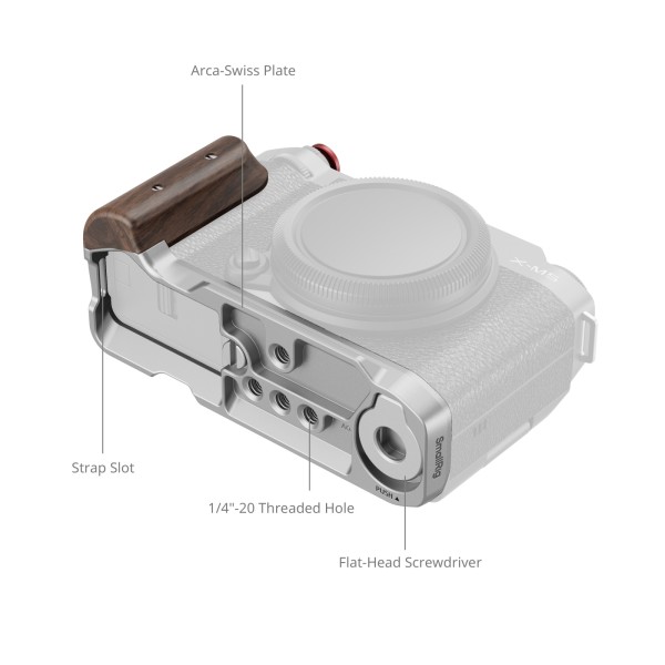 SmallRig L-Shape Mount Plate with Wooden Handle fo...